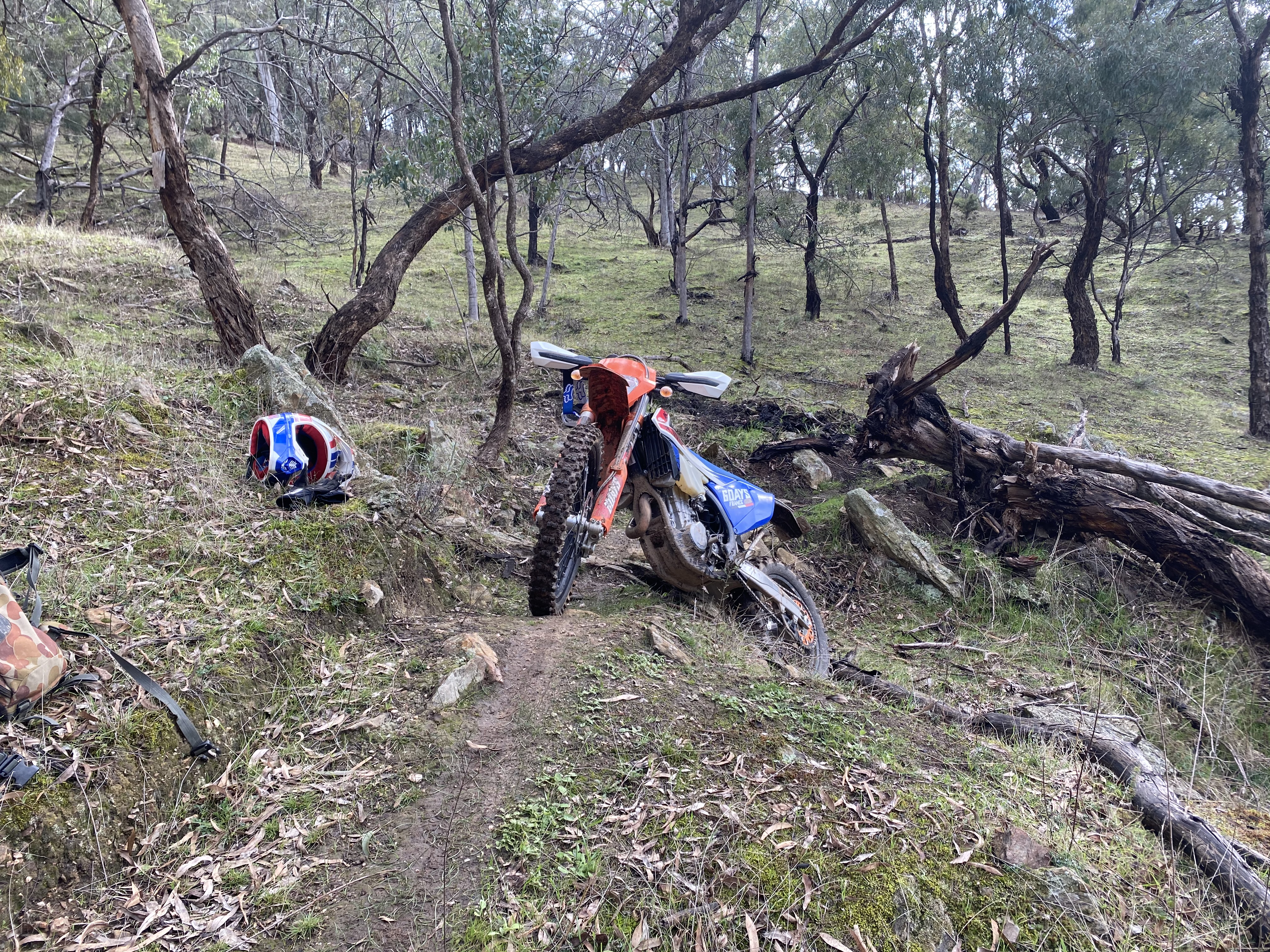 Trail riding “ Falling Down The Mountain “ End Up Kissing Dirt “. INXS “😄