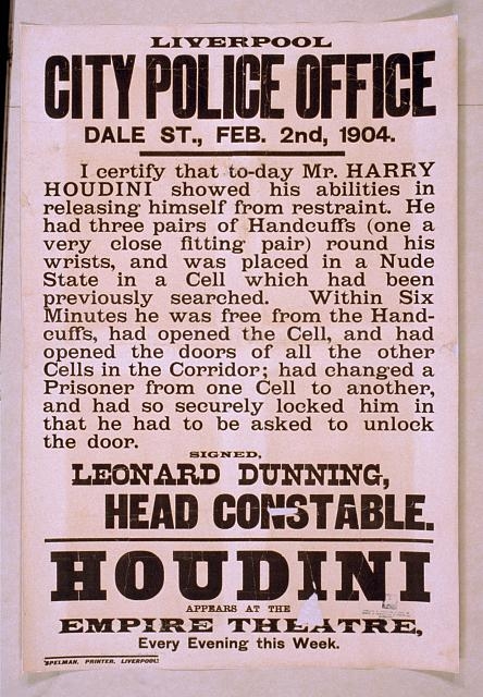 Houdini appears at the Empire Theatre, every evening this...