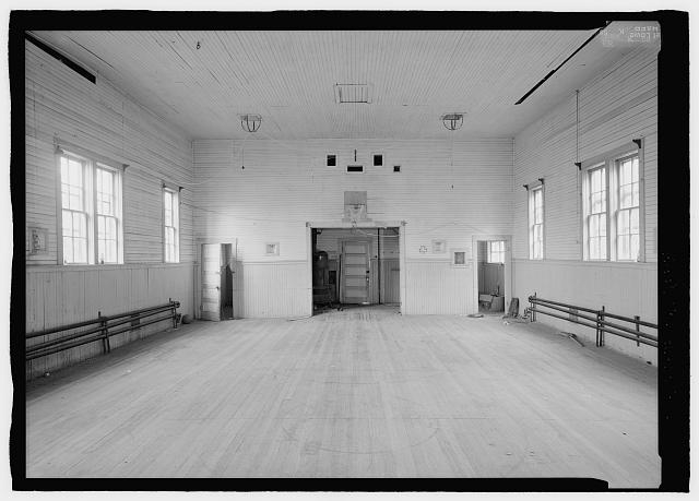 Interior recreation building looking north toward...