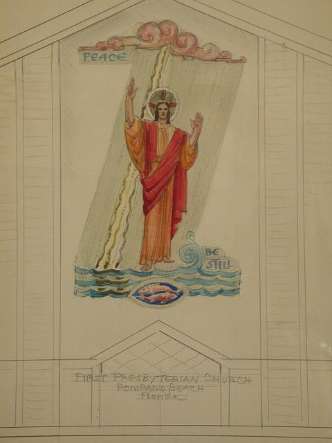 [Design drawing for mural for First Presbyterian Church...