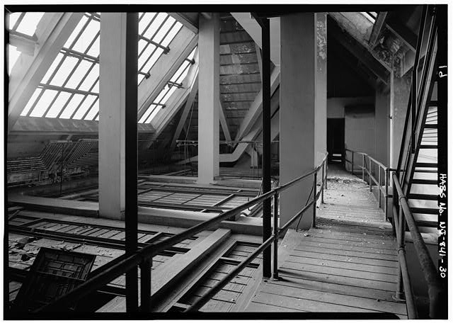 30. INTERIOR, ATTIC ABOVE SIXTH FLOOR, SHOWING SKYLIGHTS...