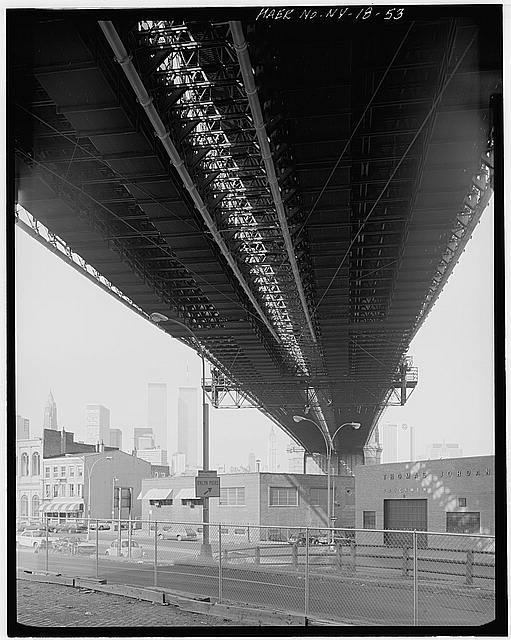53. View looking NW showing underside of deck of Brooklyn...