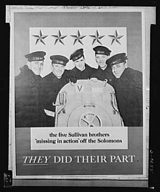 Five Sullivan brothers missing in action. Poster...