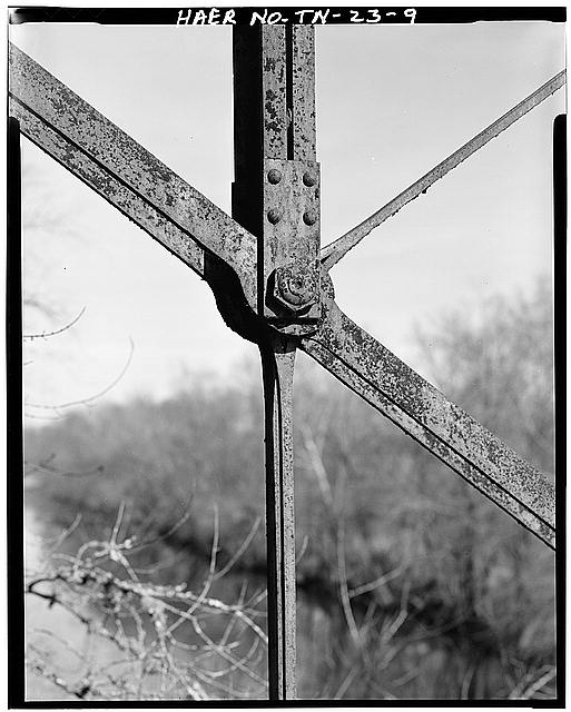 9. VIEW OF SPIDER CONNECTION AT MID POINT OF BRIDGE,...