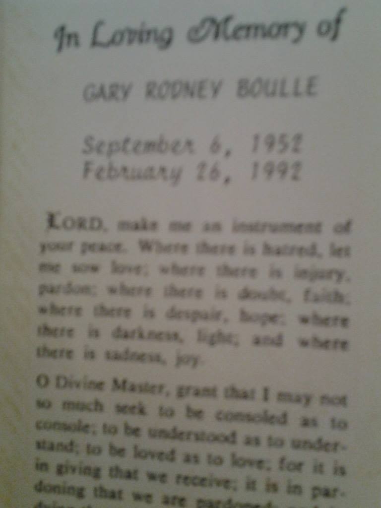 G R Boulle funeral card