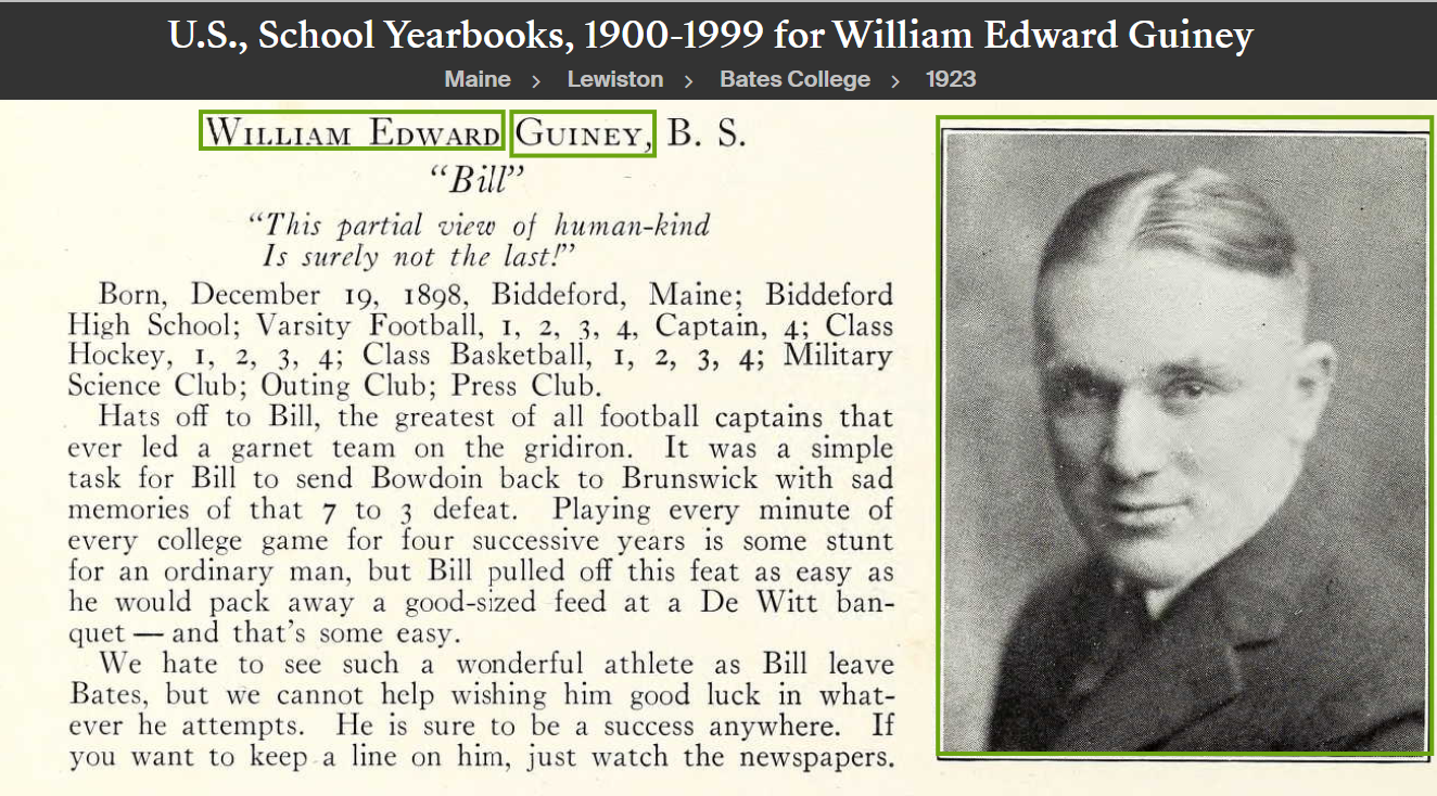 William Edward Guiney--U.S., School Yearbooks, 1900-1999(1923)