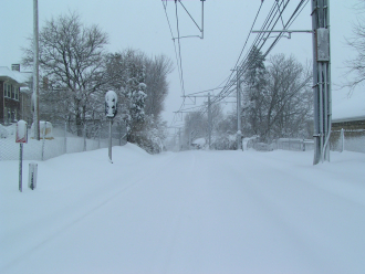 PITTSBURGH TROLLEY LINE IN BLIZZARD OF 1993