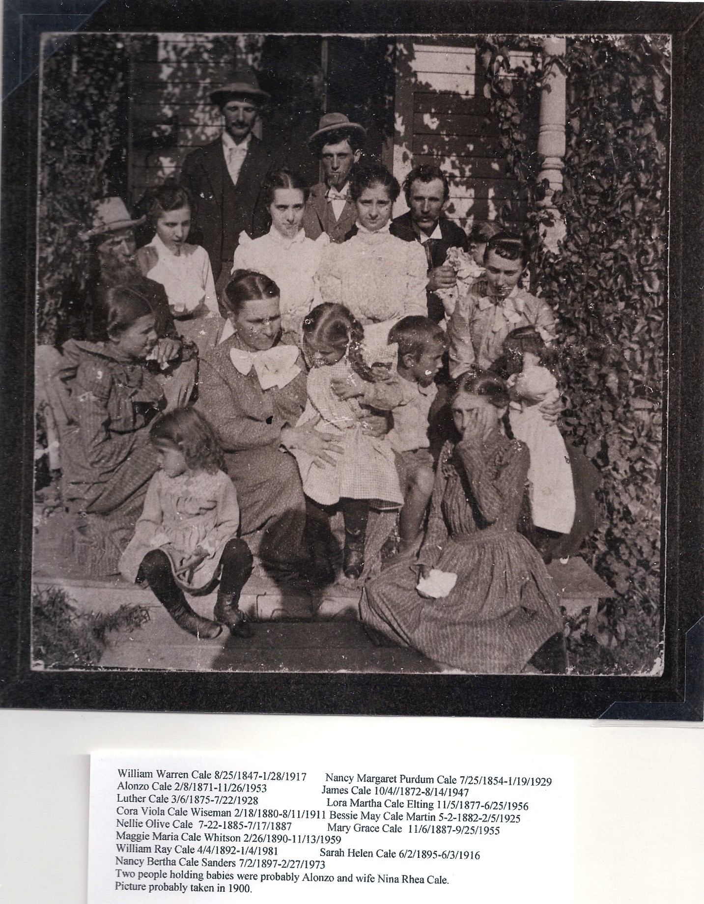 William & Nancy (Purdum) Cale Family, IL 1900