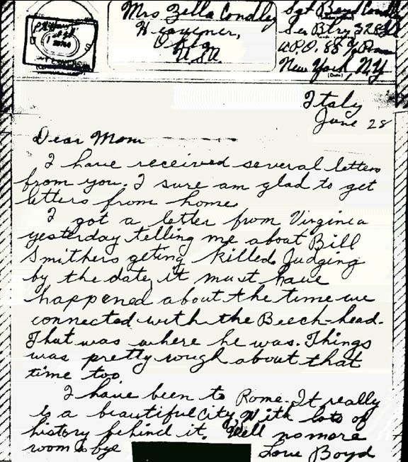 V-Mail, WWII, US Army-Italy, to Oklahoma