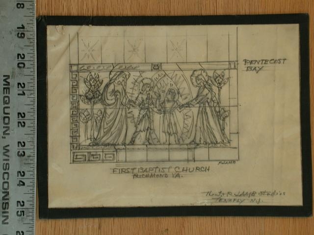 [Design drawing for stained glass window for First...