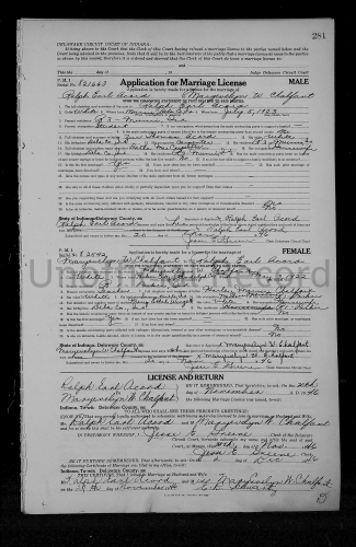 Ralph Earl Acord Marriage License