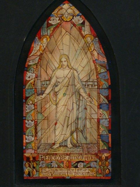 [Design drawing for stained glass memorial window with...