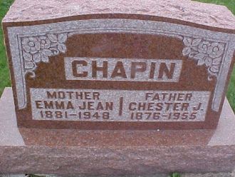 Grave stone - Chester John CHAPIN + Emma Jean Baker CHAPIN