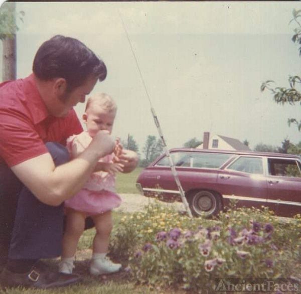 I was 2 or 3 at Easter with my dad at Granny's house.