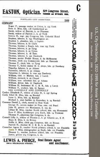 Anne Theresa Connellan--U.S., City Directories, 1822-1995(1908)