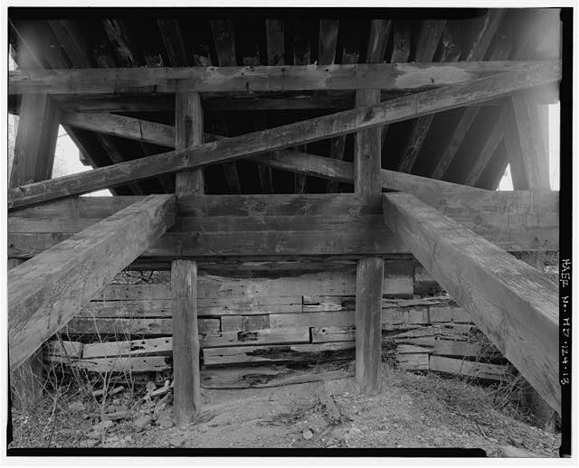 13. Underside and detail of bent 1, looking south. -...