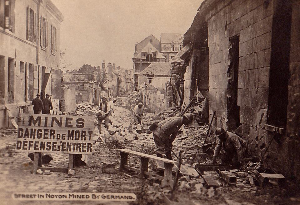 Street in Noyon Mined by Germans