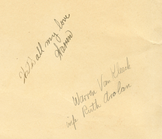 Warren's inscription in the souvenir photo