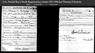 Thomas Francis Keaney --U.S., World War I Draft Registration Cards, 1917-1918(3 dec 1917)