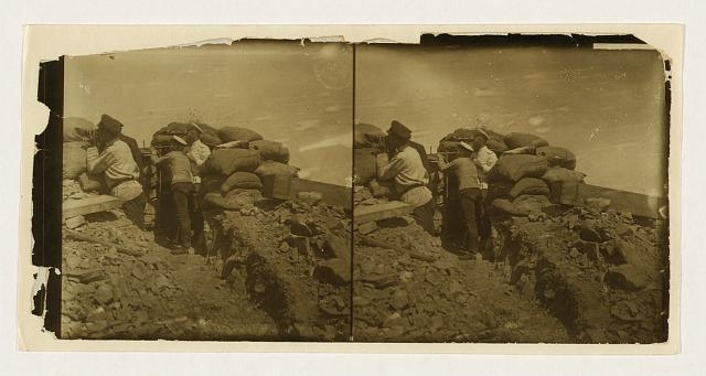 [Russian officers watching Japanese assault on one of the...