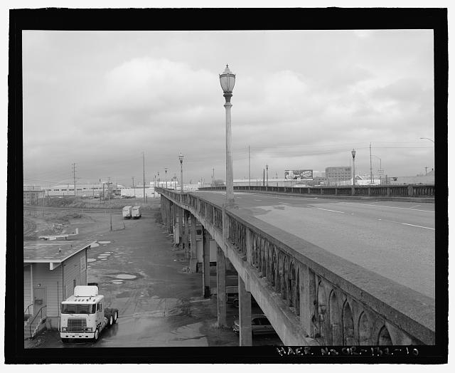 Perspective view of the MLK Viaduct, view looking north,...
