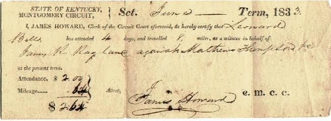 1833 Court Receipt