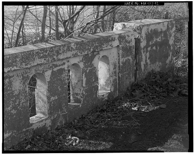 12. Detail, northern end, west parapet, showing open and...