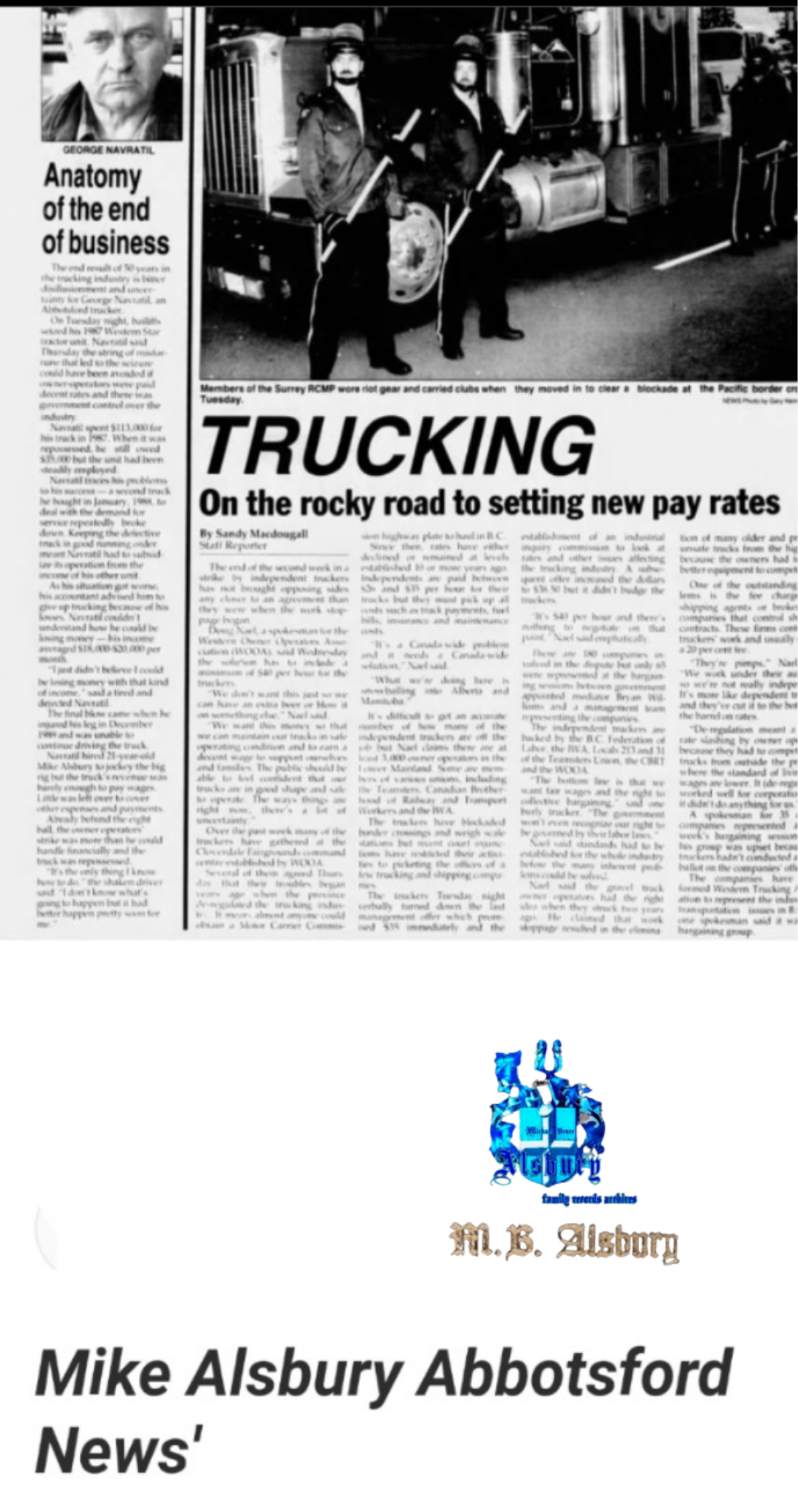 Western Owner Operators &  Canadian Trucking industry USA Canada wide Border blockade. 