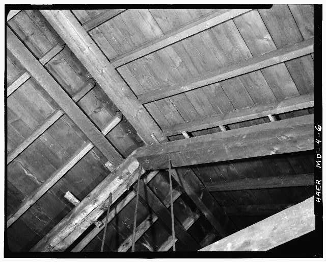 6. VIEW OF APEX OF ROOF TRUSS IN NORTH WING (Photo taken...