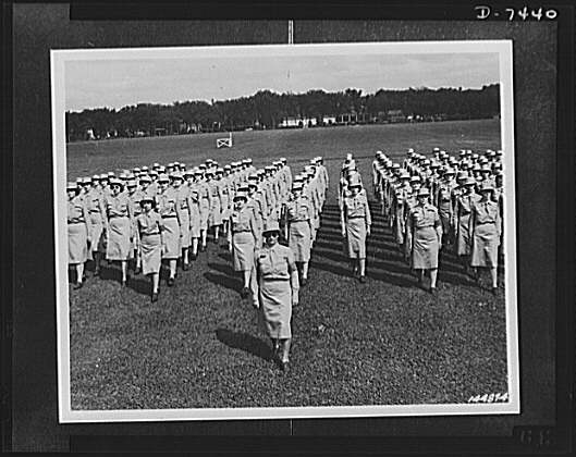 Women's Army Auxiliary Corps. WAACS on parade ground...