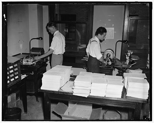 Memeographing press reports & decisions at the Nat. labor...