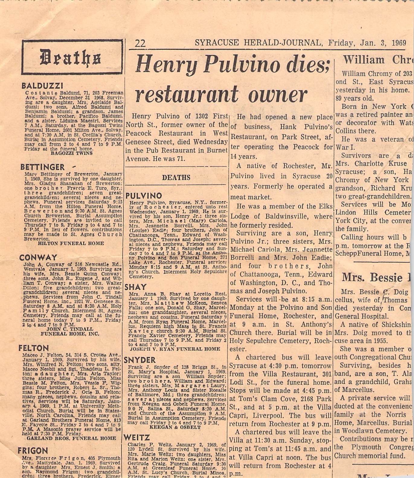 Henry Pulvino obituary