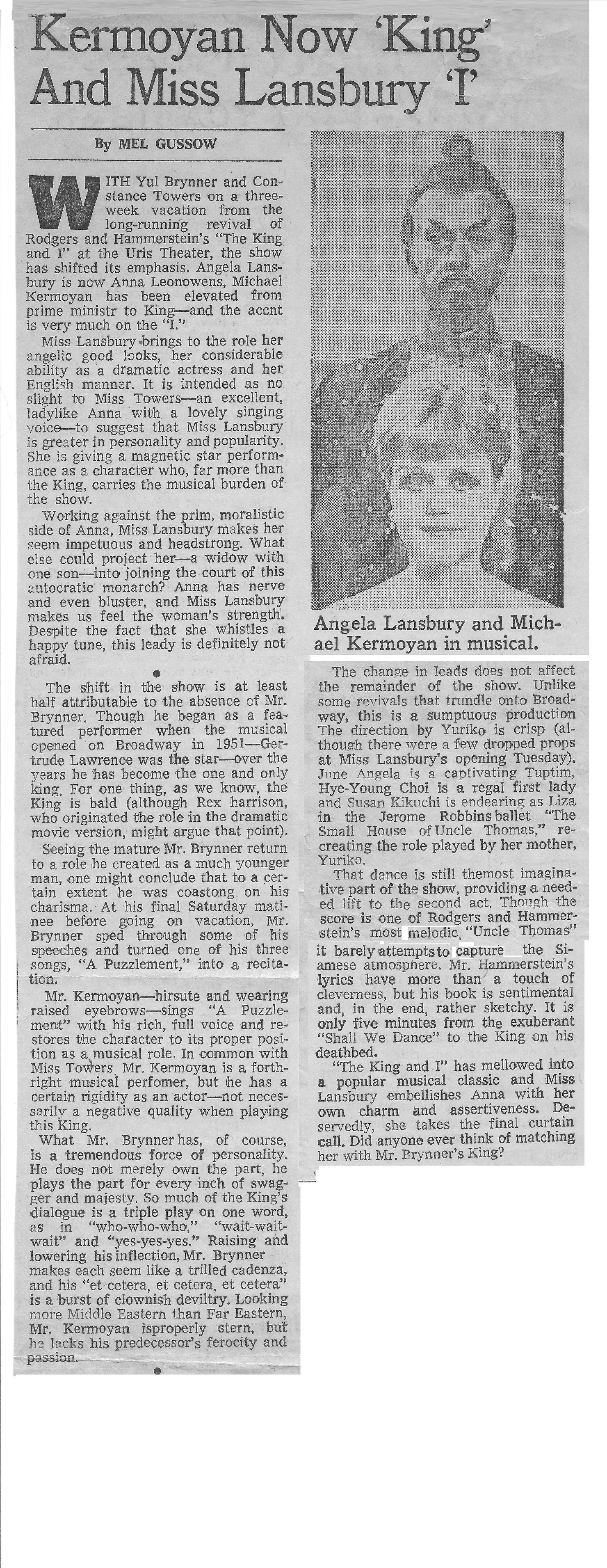 Angela's review in the King and I.