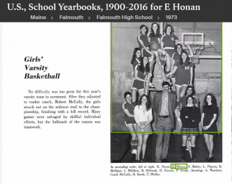 Ellen Maureen Honan-Curry--U.S., School Yearbooks, 1900-2016(1973)Girls Varsity Basketball