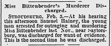 Etna Bittenbender Suspect Released