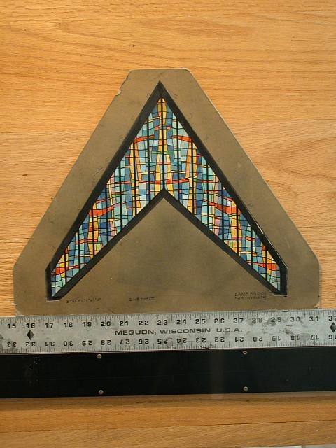 [Design drawing for stained glass window, Chevron-shaped...