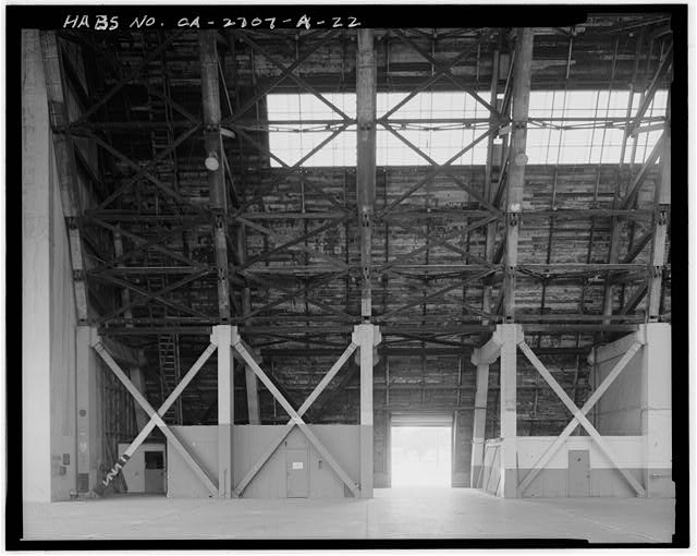 Hangar no. 1 south doors. Seen from hangar apron. Looking...