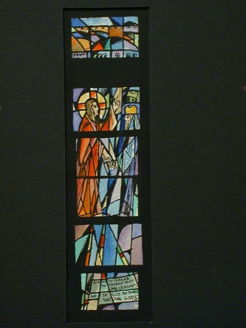 [Design drawing for stained glass window with Christ...