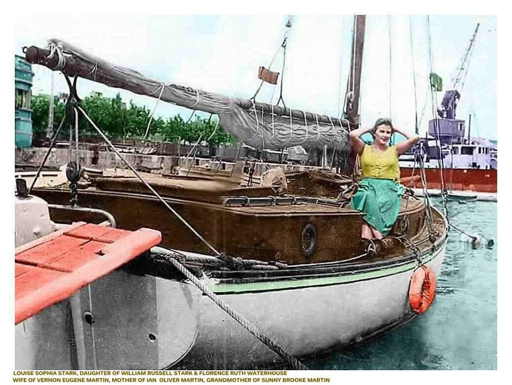 Louise Sophia Stark de Martin, aboard the gaff rigged sloop Westward.