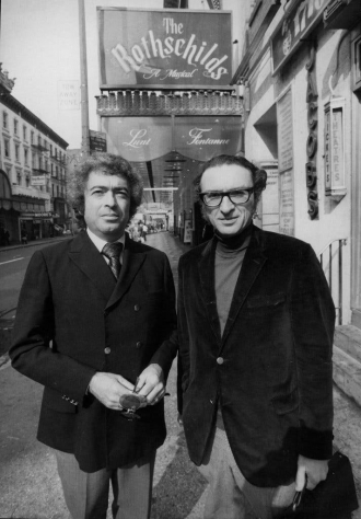 Jerry Bock on left and Sheldon Harnick on right 