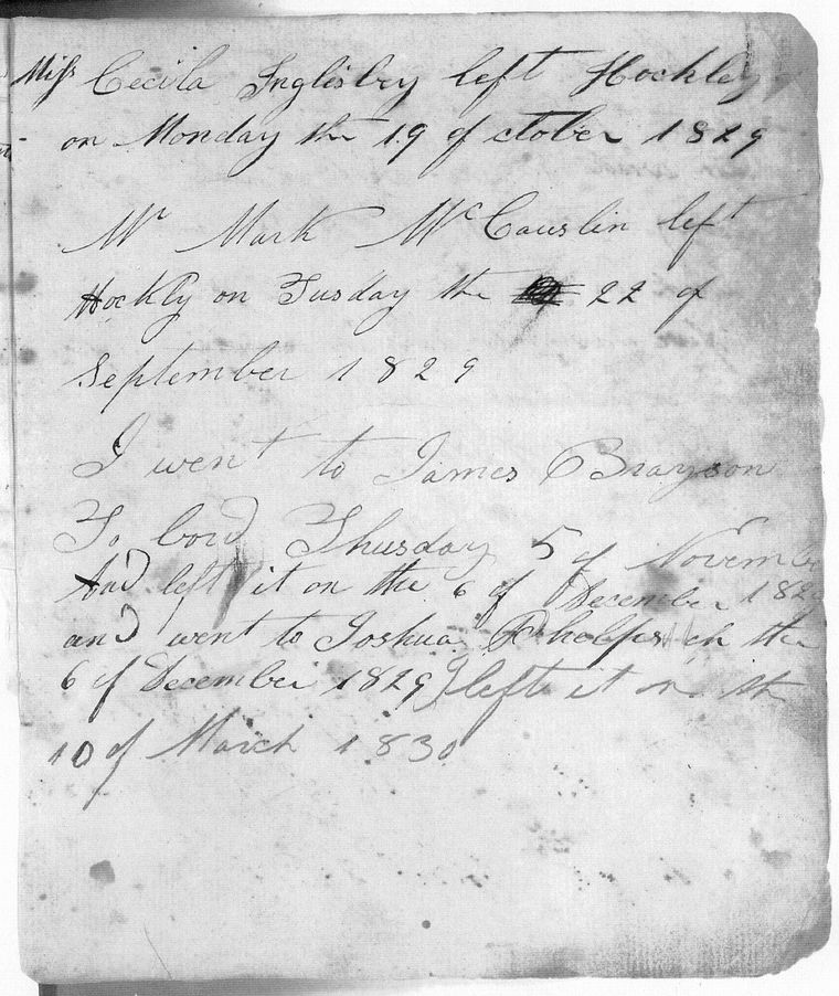 Page from Moses Baine Journal