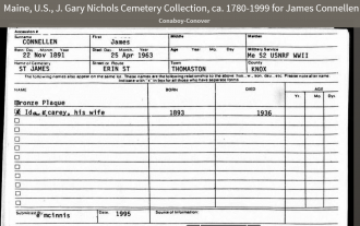 James J Connellan--Maine, U.S., J. Gary Nichols Cemetery Collection, ca. 1780-1999(1963)