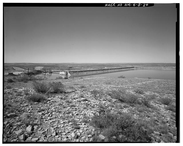 24. AVALON DAM - GENERAL VIEW OF OUTLET WORKS CHANNEL AND...