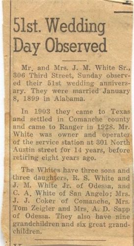 Berta Arthur & James M. White 51st Anniversary