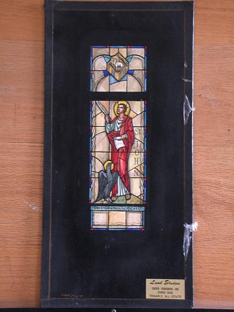 [Design drawing for stained glass window showing St. John...