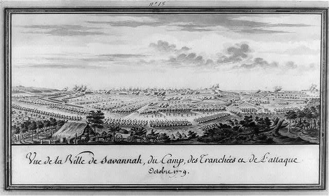 Vue de la ville de Savannah, du camp, des tranchées et...