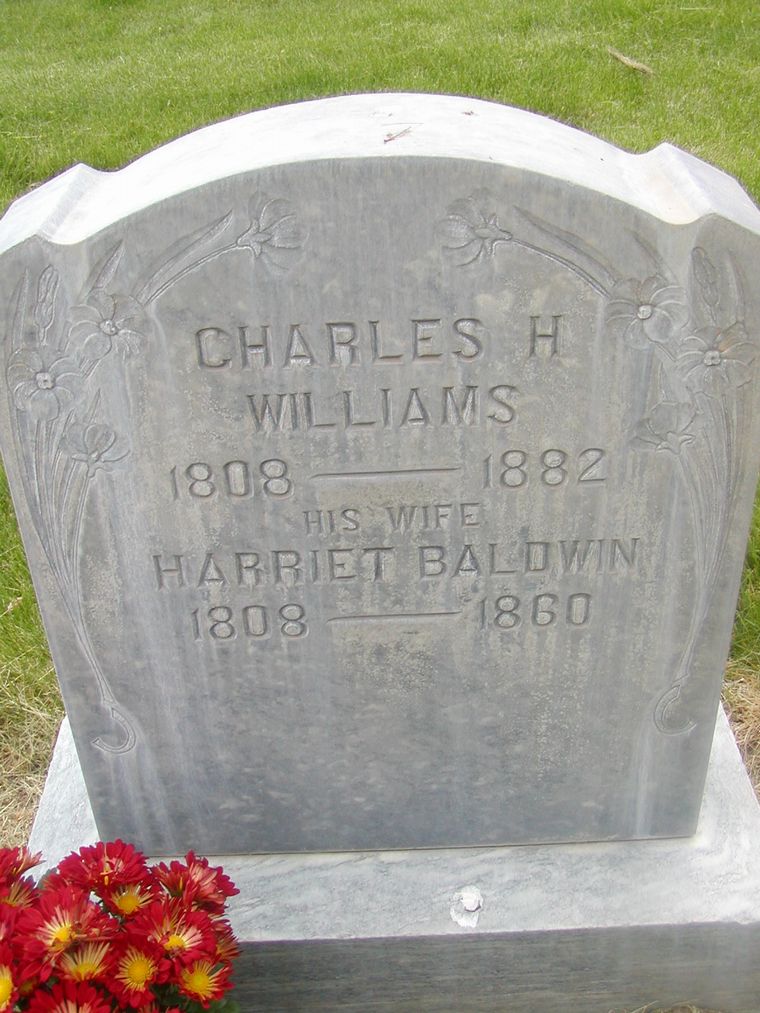 Gravestone Charles H. Williams & Harriet Baldwin