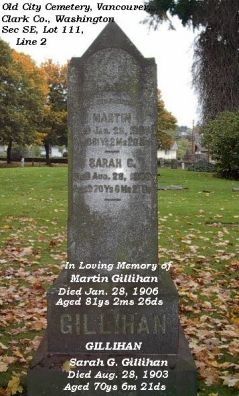 Tombstone of Martin & Sarah Gillihan