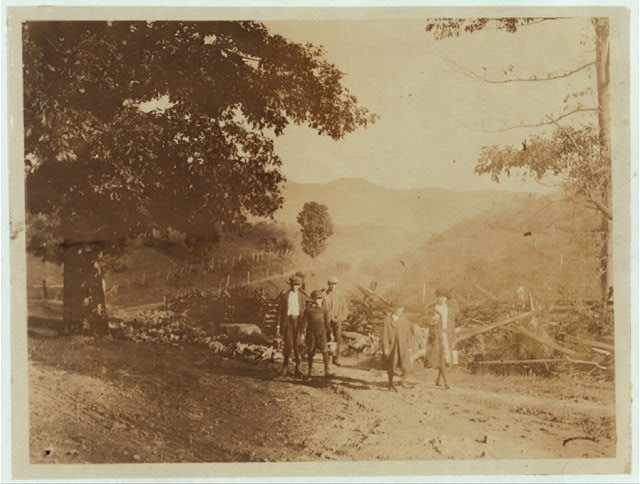 On the way to school. Country children en route to the...