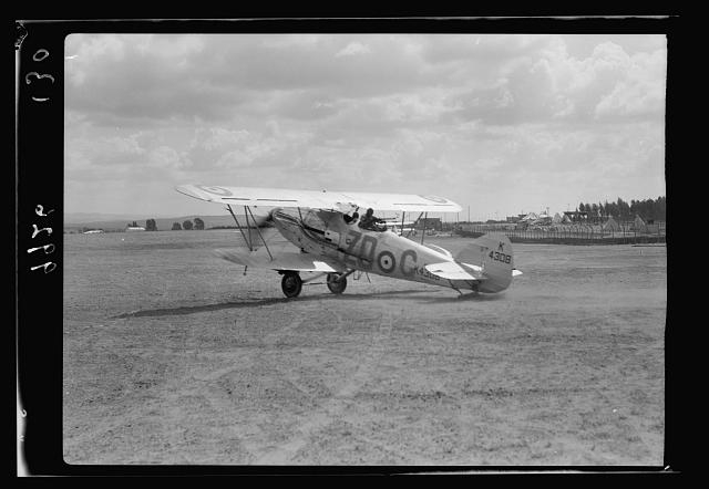 R.A.F. activities. Plane about to leave the ground...